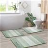 Kmson Set di 3 tappetini da bagno Ombre per bagno, antiscivolo, ultra morbidi e spessi, assorbenti d'acqua, lavabili in lavatrice e ad asciugatura rapida, per porta della camera da letto, soggiorno, verde