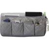 Homefurnishmall Organizer per bracciolo del divano e della sedia, antiscivolo, con supporto per telecomando, impermeabile, con 12 tasche per libri e occhiali (grigio)