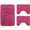 Carillo Set 3 pz Tappetini da Bagno Antiscivolo Tappeti Memory Foam P205 Fucsia
