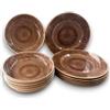 Generico Set da Tavola in Melamina TERRACOTTA 12 pezzi Servizio Piatti Fondi e Piani per da 6 persone Infrangibile Lavabile in Lavastoviglie Plastica rigida Disponibile in 3 Colori (12, Marrone - Tortora)
