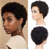 hairyhme Parrucche corte afro crespe ricci per donne, parrucca piena e soffice, realizzata a macchina, capelli umani taglio pixie, dall'aspetto naturale, senza colla, colore nero (afro)