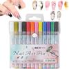 Tuxuseo Pennarelli Smalto Unghie - 12 Colori Strumenti Graffiti Manicure - Pennarelli Gel per Unghie 0.3mm per Bambine - Per Arte Fai Da Te Casa Donne Ragazze Principianti