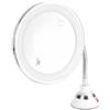 Kioball Specchio per il Trucco Flessibile A Collo D'Oca con Luce LED, Specchio Ingranditore 10X, Ventosa, Luce Diffusa Brillante e 360 Gradi