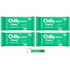Beni Culinari 4 panni per l'igiene intima Chilly, freschi, freschi, di lunga durata, con mentolo naturale, ogni confezione contiene 12 panni + portachiavi Beni Culinari