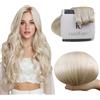 RUNATURE Extension Tessitura Capelli Veri Biondo 70g 12 Pollici Colore 800 Bianco Biondo Extension Capelli Veri Tessitura 30cm Sew in Weft Hair Extensions