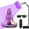 Warmforwel Lampada abbronzante, 100 LED, per uso domestico, luce viola da 395 nm, dispositivo autoabbronzante per viso e corpo, testa rotante a 360° e supporto angolare regolabile, luminosità timer e occhiali