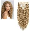 LARAFONA Clip in 9A Extension a clip di capelli naturali, grandi e mosse, Honey Blond, capelli umani vergini Remy, onda naturale con clip 27# 22 pollici/55 cm