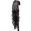 Ser Mulher Coda Capelli Extension Sintetici + Boccoli, LUNGA: 70 cm, PESO: 185g, Effetto Naturale, Ondulata e Voluminosa - Facile da Applicare per Acconciature, EMILY, (Natural Black Honey Blonde Meches)