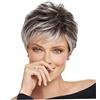 Muzrunq Parrucche per capelli ricci grigi parrucche corte donne nere capelli corti argento stravaganti al 100% resistenti al calore parrucche sintetiche parrucche grigie gor donne 11130g 11130g