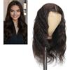 Larafona Parrucca frontale in pizzo con capelli veri ondulati attaccatura dei capelli castano scuro 2# capelli umani per le donne 100% Remy 30 cm