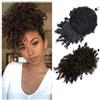 jianjunchaling Extension sintetiche per capelli da 12 pollici con bangs Short Kinky Curly Pony Clip in Extension for Women Scrunchies Hair Ponytail for Women Girls (Natural Black)