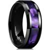 King Will Anello da uomo in carburo di tungsteno - 8 mm nero lucido con intarsi blu, verde, rosso, sabbia, mare, deserto e stella, adatto per l'uso quotidiano, vestibilità confortevole, V 1/2(64.64mm