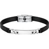 Morellato Moody SQH44 - Bracciale da uomo in acciaio, pelle riciclata, IP nero