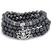 oasymala Versatile collana Mala con 108 perle di pietra con ciondolo yoga - Indossabile come braccialetto (Ematite (Hematite))
