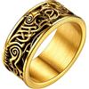 FaithHeart Anello Uomo Totem del Lupo Vichingo Anello in Acciaio Inox Anello Vintage con Runa Retro Anello da Dito con Nodo Celtico Taglia US 7-14 IT 14-32