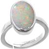 AKSHITA GEMS Anello in argento Sterling 92,5 con opale bianco australiano da 16,00 carati, certificato AA++, per uomo e donna, Argento Sterling 92,5%, Opale