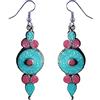 Tibetan Silver Bellissimo Fatto a Mano Compresso Turchese e Corallo Intarsio Pietre Preziose Goccia Orecchino per Donne Adolescenti 925 Argento Placcato Etnico Zingaro Gioielli Moda Festa Orecchini Gioielli