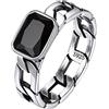 Bestyle Anelli Argento 925 Donna Uomo Con Pietra Verde/Nera con Confezione Regalo