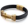 Aotiwe Bracciale in pelle per gli uomini, braccialetto in pelle punk semplicità gioiello bracciale uomo, Acciaio inossidabile