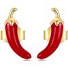 ZUOHUI Orecchini a bottone in argento Sterling S925 - Design a forma di peperoncino rosso, ipoallergenici for pelli sensibili, perfetti come regalo for l'uso quotidiano e for le feste (gioielli alla m