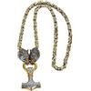 OIDEA Collana Uomo Testa di Lupo Doppia Prepotente Ruvida in Acciaio Inossidabile Amuleto Vichingo Norvegese Collana con Ciondolo Martello di Thor Catena Bizantina in Argento Oro Dorato