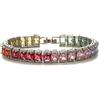 SUTTONRAL Bracciale tennis in oro 14 K con moissanite multicolore, da donna, regalo distintivo, 6 inches, Pietra, Moissanite