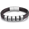 Lorajewel Bracciale da Uomo con Incisione - Regali Personalizzati in Pelle Nera con Nome (Argento-5 Nome)