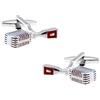 Williamcr Cuff-Daddy - Gemelli a forma di microfono, stile vintage, colore: argento, Medium, Ottone, Nessuna pietra preziosa