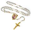 FaithHeart Collana Rosario Medaglia HD Foto Uomo Donna Crocifisso Pregheria Collana Croce Cattolica Personalizzata Catena Colorata con Perline Ciondolo Crocifisso Gioielli Religiosi