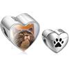 Lam Hub Fong Donna Cuore Charms Stampa zampa di gatto Ciondolo Bead Argento 925 Foto Personalizzata per Bracciale Adatto per Bracciale Pandora Regalo per Fidanzata Donna