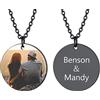 U7 Collana con Foto Personalizzata Colorato, Oro Tondo Ciondoli per Collane Gioielli Personalizzati, 46+5 cm Collana Donna Uomo in Acciaio Inossidabile, Idee Memoria Regalo Compleanno per Amanti