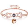 Amsgedhie Bracciale Personalizzato con Proiezione Foto per Donna Bracciale Infinita con Incisione per Mamma, Nonna, Fidanzata Regalo per San Valentino Festa della Mamma (C-Oro rosa)