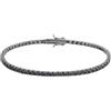 Sakrami Bracciale Tennis Brunito in Argento 925 con Zirconi Neri Per Uomo Fidanzato e Amico Scatola Personalizzabile con Dedica (20 CM)