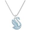 Swarovski Iconic Swan Collana Pendente, con Cigno Medio in Pavé di Cristalli Swarovski, Placcatura in Tonalità Rodio, Blu
