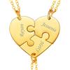 U7 Collana Puzzle Personalizzata 3 Pezzi Ciondolo Cuore Personalizzato Acciaio Inossidabile Placcato Oro 18K Collana per BBF Coppia Amici Famiglia Catena Regolabile 40+5 cm Regalo per Donna