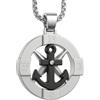amorili Collana Uomo Ancora Bussola Acciaio Inossidabile | Gioiello Nautico Vintage | Idea Regalo Uomo Marina Militare | Ciondolo Marinaro Resistente - cll1657