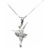 PEGASO GIOIELLI Collana da Donna in Oro Bianco 18kt (750) Catenina Veneta con Pendente Ballerina Classica in Zirconi