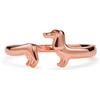 PERIMADE Anello impilabile in argento Sterling 925 a forma di cane bassotto, placcato oro, anello aperto per donne, non si ossida, regolabile, alla moda, regalo di compleanno o amicizia, Argento