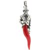 gioiellitaly Ciondolo gobbetto gobbo in argento 925 con corno cornetto in corallo rosso del Mediterraneo amuleto portafortuna unisex gioiello da uomo donna ragazza ragazzo pendente argento