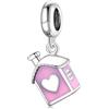 LES FOLIES DI PAOLA GRIECO Charm Casa Rosa Cuore Famiglia ciondolo pendente in argento 925 - Les Folies per Pandora