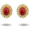 gioiellitaly Orecchini a lobo argento 925 dorato filigranato con centrale corallo rosso naturale chiusura perno e farfallina gioielli donna ragazza elegante gioiello artigianale