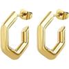 Breil, Collezione Hexagonia, Orecchini Donna in Acciaio Specchiato IP Gold, con Forma Esagonale e Pratica Chiusura a Farfalla, Idee Regalo Donna, Colore Gold