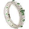 gioiellitaly Anello rosario pavè argento 925 con zirconi bianchi e grani pietre verdi Anello unisex Gioiello Uomo Donna (23)