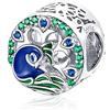 Yashuo Ciondolo a forma di animale in argento Sterling per braccialetti Pandora (a forma di pavone)