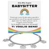 Bramart Bracciale Donna Baby Sitter Argento Oro Compleanno Idee Regali per lei Acciaio Inox Idea Regalo Natale, Compleanno Regalo Tata - Cofanetto con DEDICA incluso (BabySitter - Quadrifoglio)