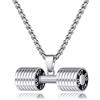 JAJAFOOK Collana con ciondolo a forma di manubrio, in acciaio inox, unisex, per fitness e palestra, 16 cm, Acciaio inossidabile, Non pietra preziosa