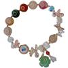 LerijN Bracciale Perle,Braccialetti Con Perline Di Cristallo Colorato Naturale, Braccialetti Con Ciondolo Fiore Di Giada Avventurina Verde, Braccialetto Di Cristallo Elastico Gioielli Di Cristallo Reiki Pe