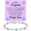 Bramart Bracciale Donna Cognata Argento Sterling 925 e Pietre blu di Zirconia cubica Idee Regali per lei, Bracciali cognate Brillanti oro Idea Regalo Natale - Cofanetto con DEDICA incluso (A mia Cognata 5)