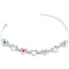Grovjewfit Bracciale da Donna Personalizzazione con Nomi e Pietre di nascita Cuore Bracciali Gioielli Regali per la Festa della mamma Natale San Valentino (4 stone)