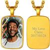 Richsteel Donna Uomo Personalizzato Foto/Foto Collana Posteriore con Testo Inciso Personalizzato Forma Ciondolo Quadrato/Cuore/Ovale/Fiore/Gatto/Mano di Fatima/Chiave/Occhio (Confezione Regalo)